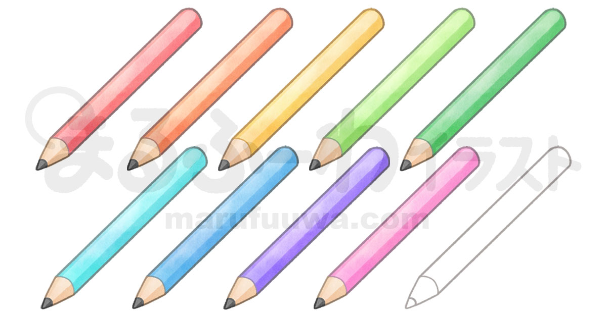 水彩風と線画のかわいい無料フリー素材　鉛筆のイラスト