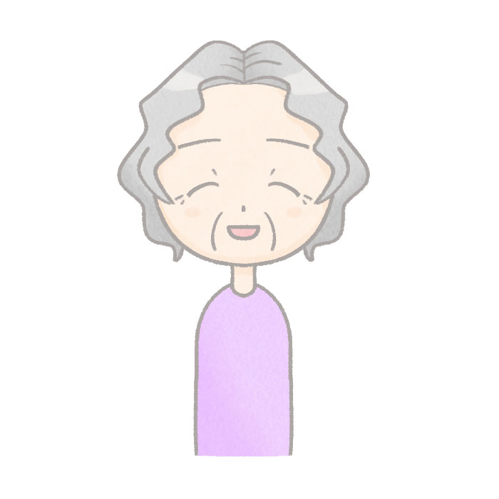 水彩風　おばあさんのイラスト　表情集　笑顔２