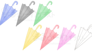 水彩風と線画のかわいい無料フリー素材　閉じた傘のイラスト