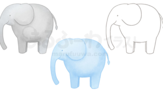 水彩風と線画のかわいい無料フリー素材　シンプルな象のイラスト