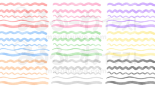 水彩風のかわいい無料フリー素材　手書きの波線のイラスト