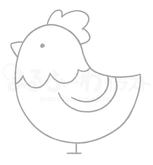 Black and white Line art free illustration of a chicken - sample