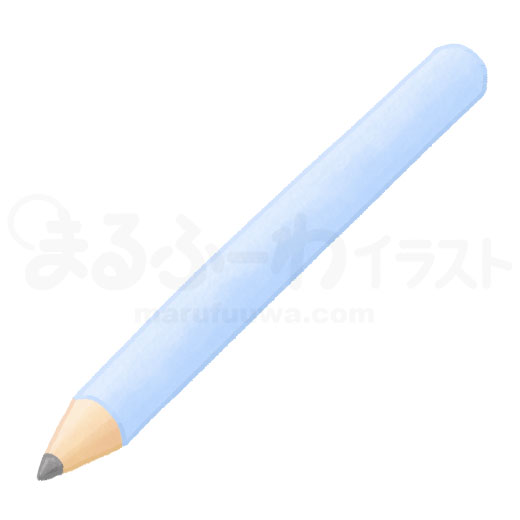水彩風の無料フリー素材　青い鉛筆のイラスト　サンプル