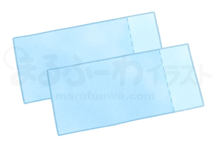 水彩風の無料フリー素材　青いペアチケットのイラスト　サンプル