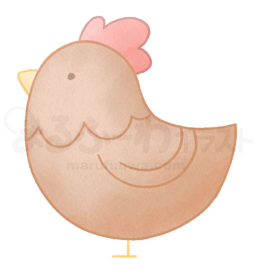 Watercolor style free illustration of a brown chicken - sample