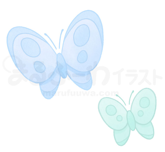Watercolor style free illustration of blue and mint green butterflies - sample