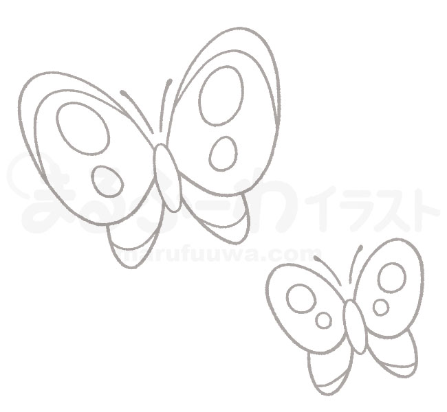 Black and white Line art free illustration of two butterflies - sample