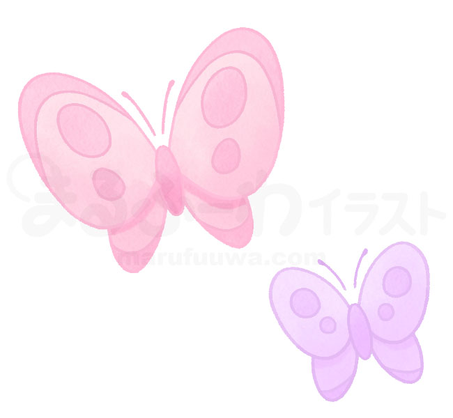 Watercolor style free illustration of pink and purple butterflies - sample