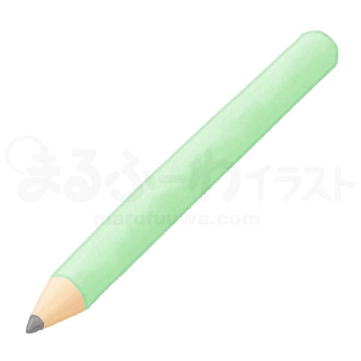 水彩風の無料フリー素材　緑の鉛筆のイラスト　サンプル
