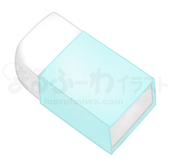 Watercolor style free illustration of a light blue eraser - sample