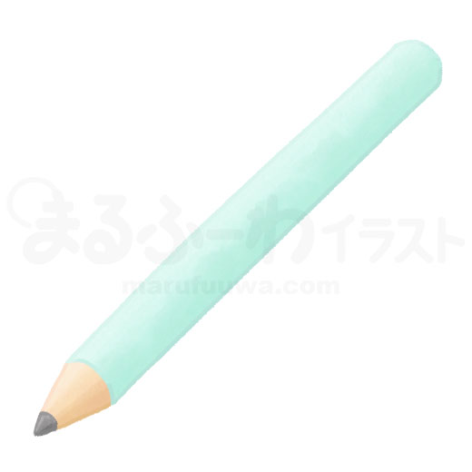 Watercolor style free illustration of a mint green pencil - sample