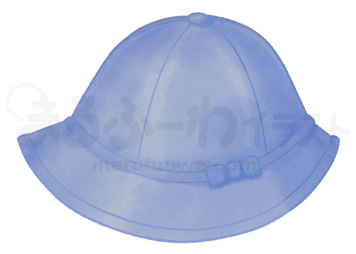 水彩風の無料フリー素材　紺色の通学帽のイラスト　サンプル