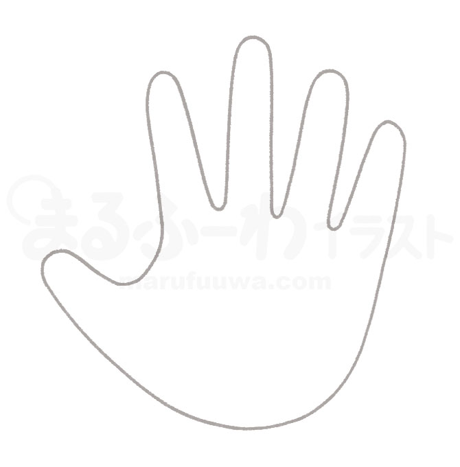 Black and white Line art free illustration of a palm hand - sample