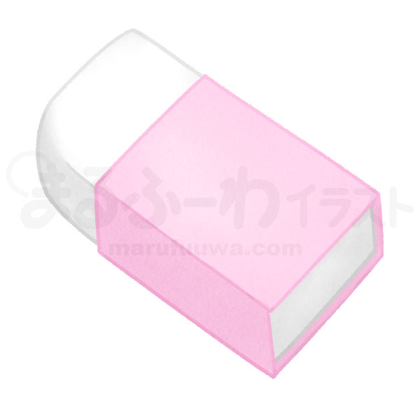 水彩風の無料フリー素材　ピンクのスリーブの消しゴムのイラスト　サンプル