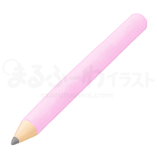 水彩風の無料フリー素材　ピンクの鉛筆のイラスト　サンプル