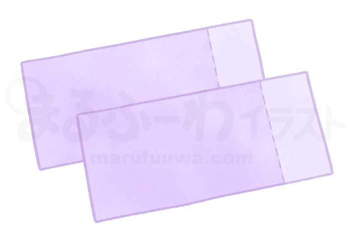 水彩風の無料フリー素材　紫のペアチケットのイラスト　サンプル
