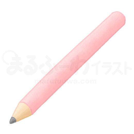 水彩風の無料フリー素材　ピンクの鉛筆のイラスト　サンプル
