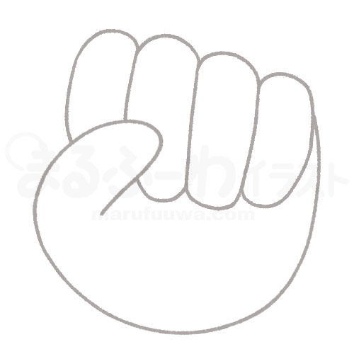 Black and white Line art free illustration of a fist - sample