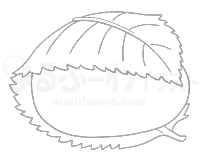 Black and white Line art free illustration of a sakura-mochi - sample