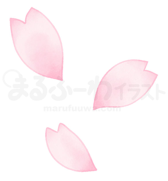 水彩風　無料フリー素材　舞い散る３枚の桜の花びらのイラスト　サンプル