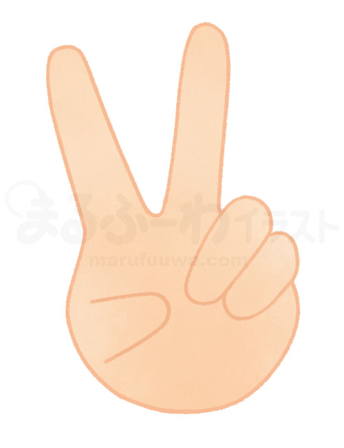 Watercolor style free illustration of a peach color skin V sign hand - sample