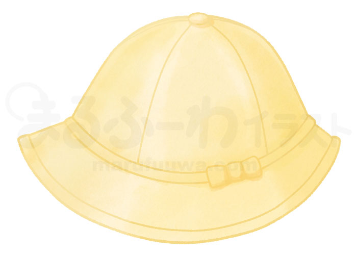 水彩風の無料フリー素材　黄色い通学帽のイラスト　サンプル