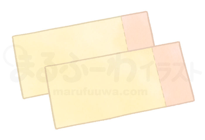 水彩風の無料フリー素材　黄色いペアチケットのイラスト　サンプル