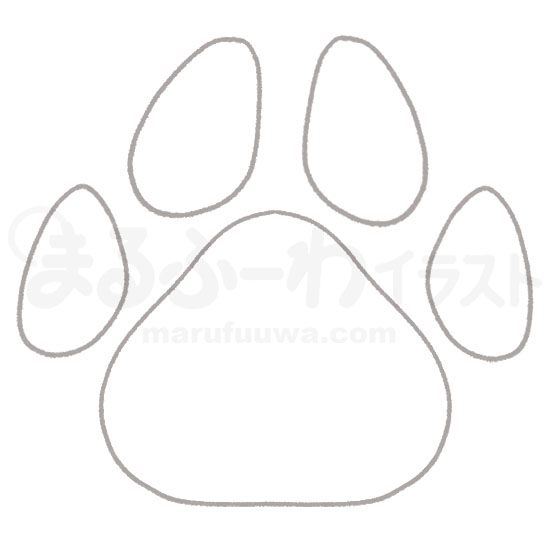 Black and white Line art free illustration of a paw - sample