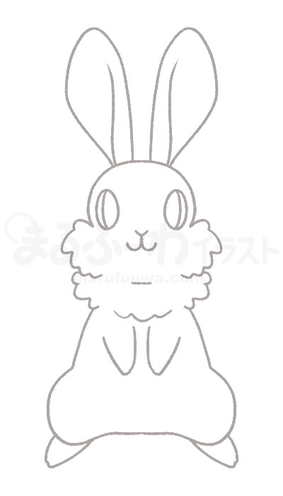 Black and white Line art free illustration of a standing rabbit - sample