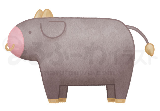 Watercolor style free illustration of a black cattle - sample