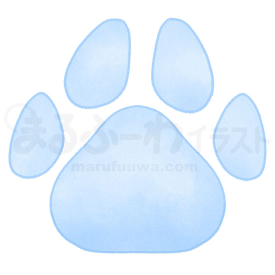 Watercolor style free illustration of a blue paw - sample