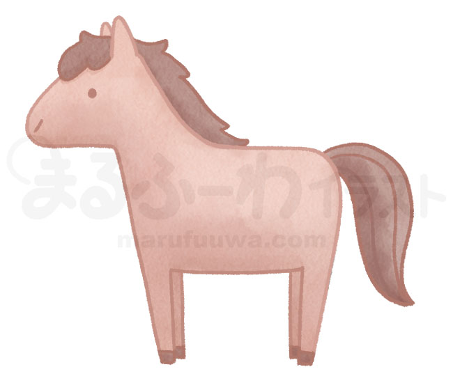 水彩風の無料フリー素材　茶色い馬のイラスト　サンプル