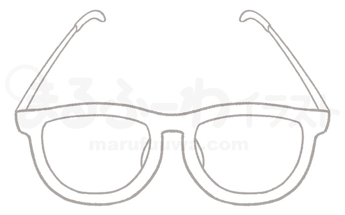 白黒線画の無料フリー素材　メガネのイラスト　サンプル