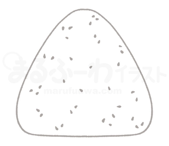 Black and white Line art free illustration of a rice ball with sesame and salt - sample