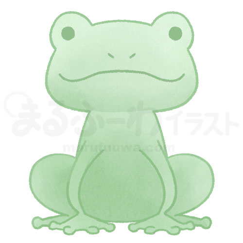 Watercolor style free illustration of a green frog - sample