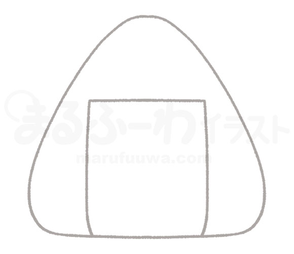 Black and white Line art free illustration of a rice ball wrapped in nori - sample