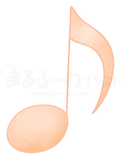 水彩風の無料フリー素材　オレンジの八分音符のイラスト　サンプル