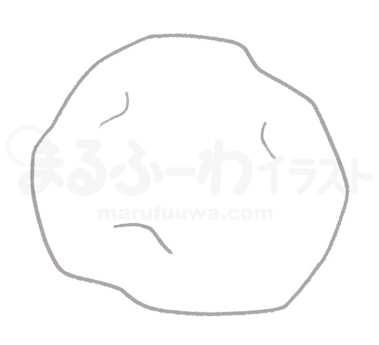 Black and white Line art free illustration of a round potato - sample