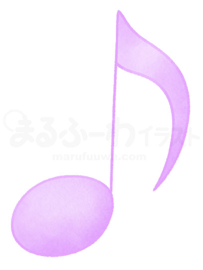 水彩風の無料フリー素材　紫の八分音符のイラスト　サンプル