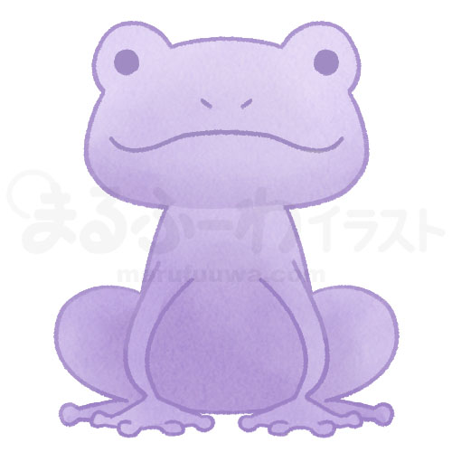 水彩風の無料フリー素材　紫のカエルのイラスト　サンプル