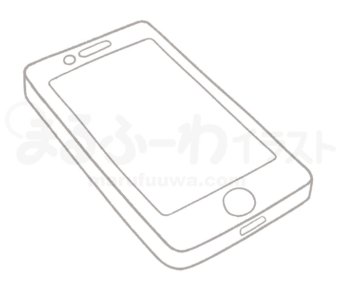 Black and white Line art free illustration of a smart phone - sample