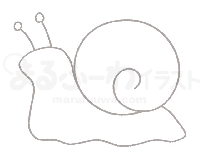 Black and white Line art free illustration of a snail - sample