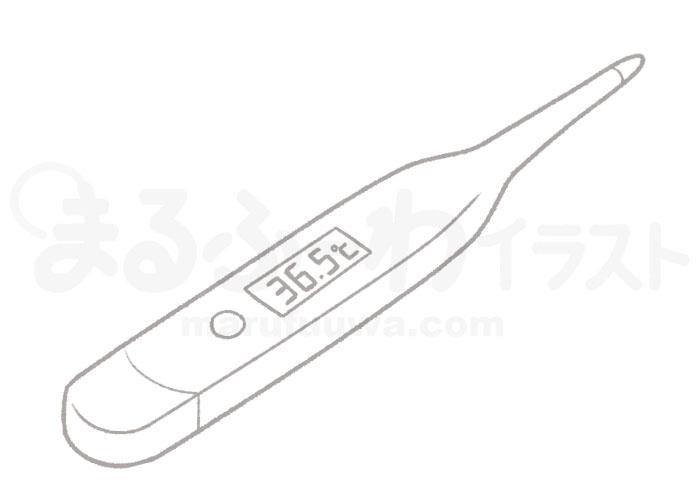 Black and white Line art free illustration of a thermometer at 36.5℃ - sample
