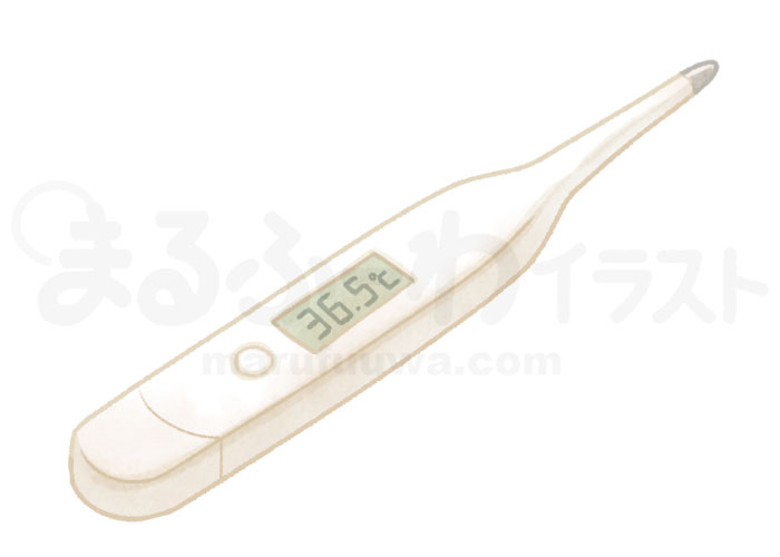 Watercolor style free illustration of a thermometer at 36.5℃ - sample