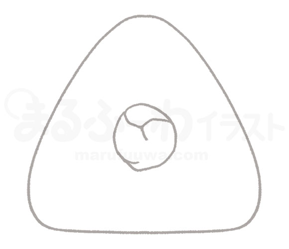 Black and white Line art free illustration of a rice ball with pickled plum - sample