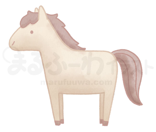 水彩風の無料フリー素材　ベージュの馬のイラスト　サンプル