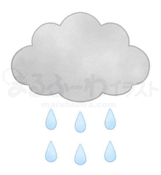 水彩風の無料フリー素材　灰色の雨雲のイラスト　サンプル