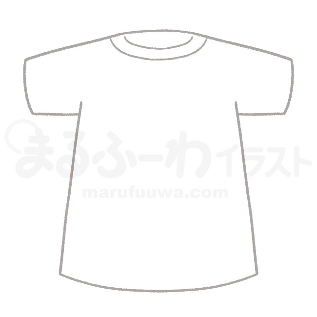 白黒線画の無料フリー素材　Tシャツのイラスト　サンプル