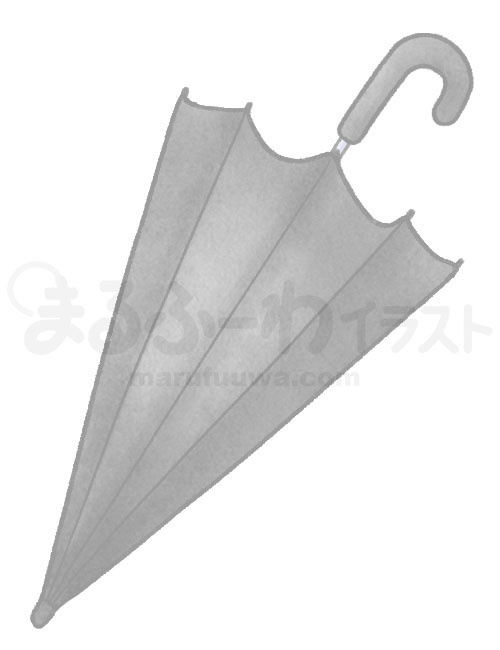 水彩風の無料フリー素材　閉じた黒い傘のイラスト　サンプル