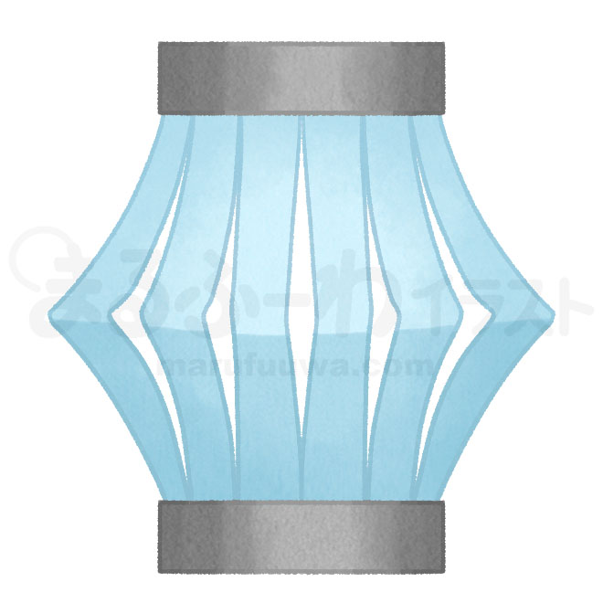 水彩風無料フリー素材のサンプル　七夕の青い提灯飾りのイラスト